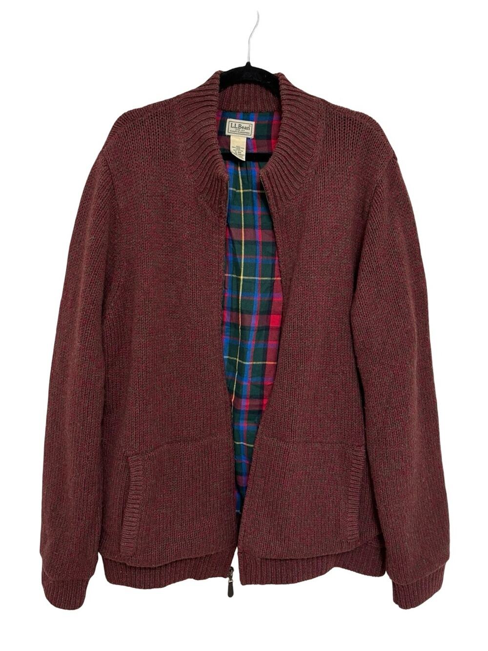 Men's L.L.Bean Classic Ragg Wool Sweater, Full-Zip Flannel-Lined - Size XL